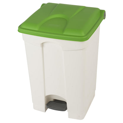 Foot pedal bin, capacity 45 l, WxHxD 410 x 600 x 400 mm, white, green lid.