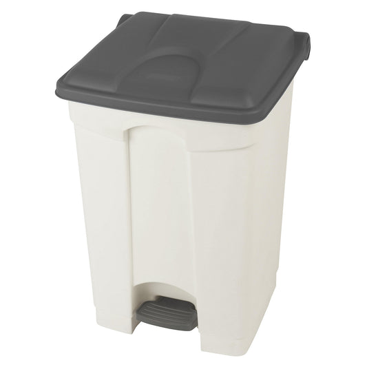 Foot pedal bin, capacity 45 l, WxHxD 410 x 600 x 400 mm, white, grey lid.