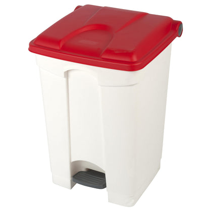 Foot pedal bin, capacity 45 l, WxHxD 410 x 600 x 400 mm, white, red lid.