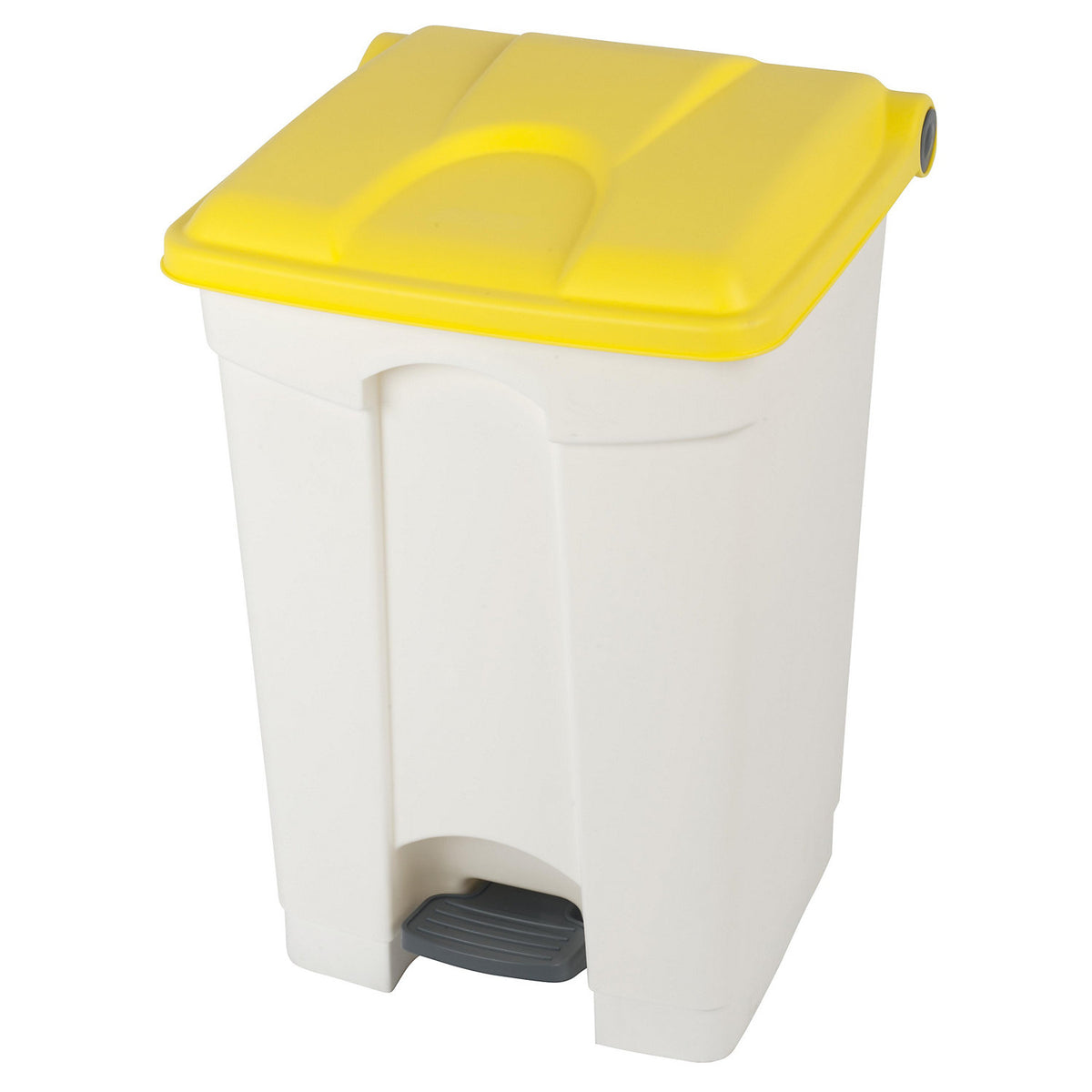 Foot pedal bin, capacity 45 l, WxHxD 410 x 600 x 400 mm, white, yellow lid.