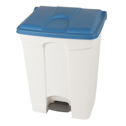 Foot pedal bin, capacity 70 l, WxHxD 505 x 675 x 415 mm, white, blue lid.