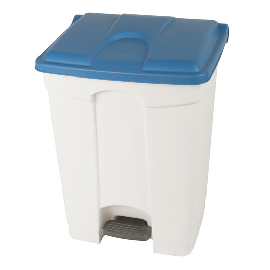 Foot pedal bin, capacity 70 l, WxHxD 505 x 675 x 415 mm, white, blue lid.