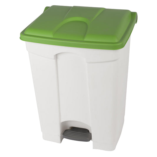 Foot pedal bin, capacity 70 l, WxHxD 505 x 675 x 415 mm, white, green lid.