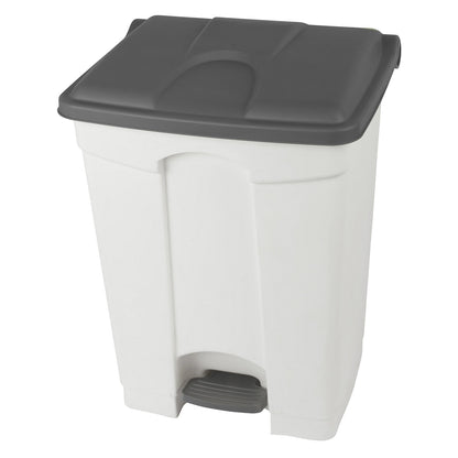 Foot pedal bin, capacity 70 l, WxHxD 505 x 675 x 415 mm, white, grey lid.