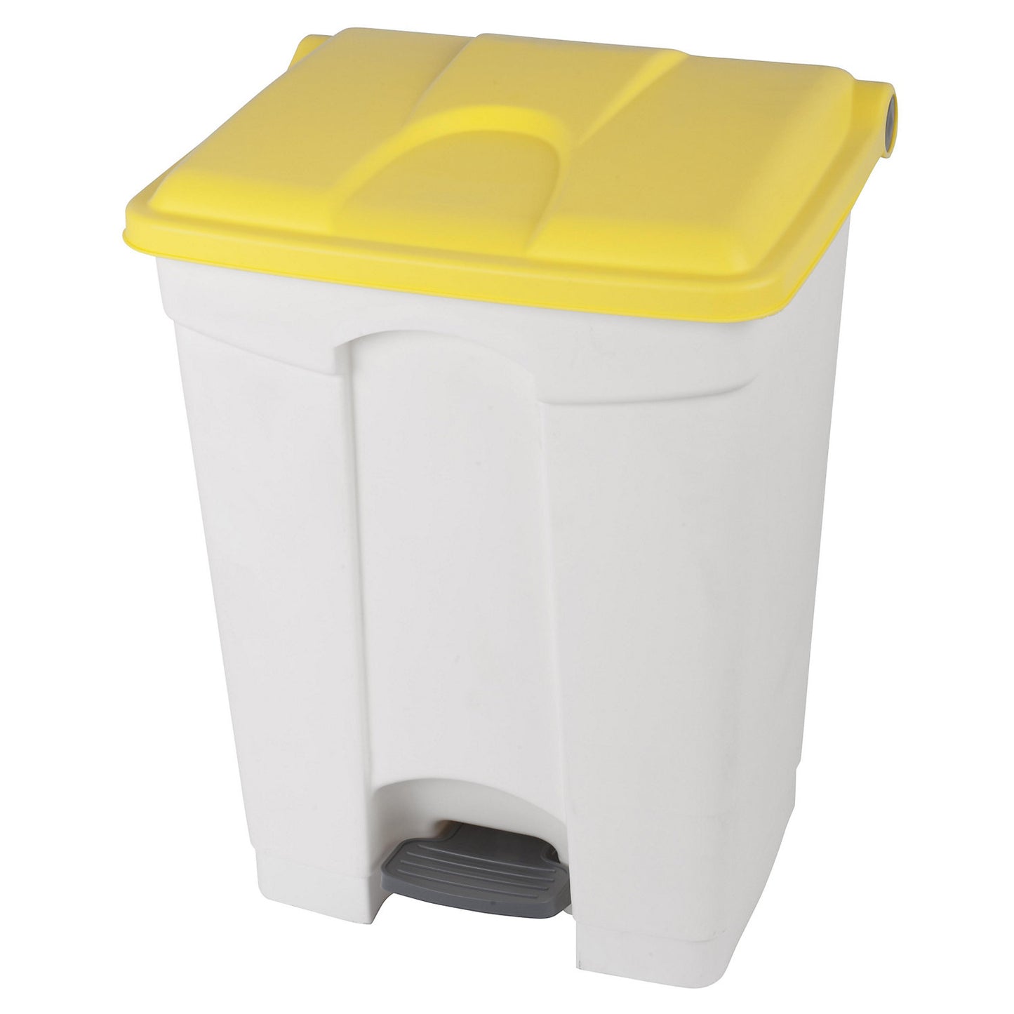Foot pedal bin, capacity 70 l, WxHxD 505 x 675 x 415 mm, white, yellow lid.