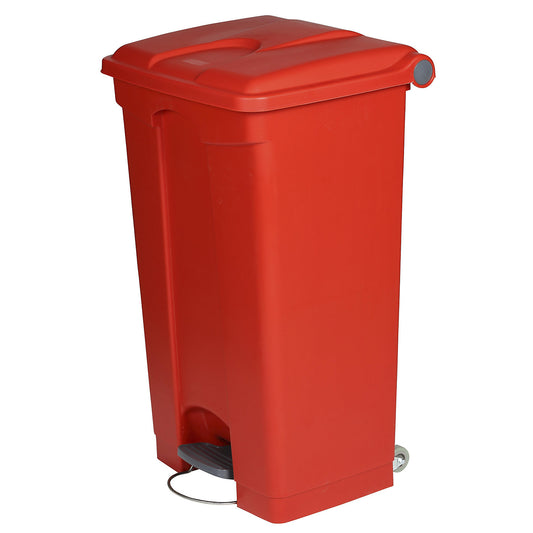 Foot pedal bin, capacity 90 l, WxHxD 505 x 790 x 410 mm, red.