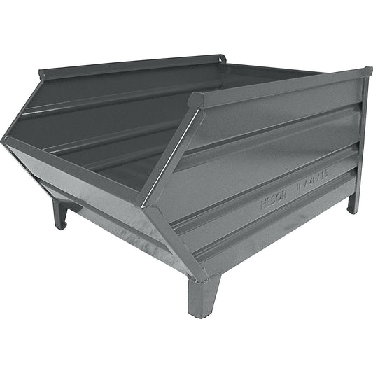 Box pallet made of sheet steel, with access opening, length x width 700/500 x 800 mm, grey RAL 7005.