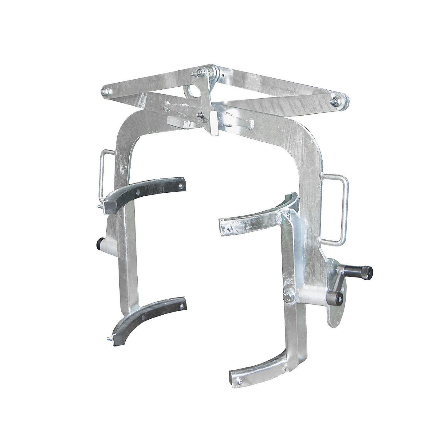 Drum tilting clamp, for 60 l steel bung drums and drums with lids, galvanised.