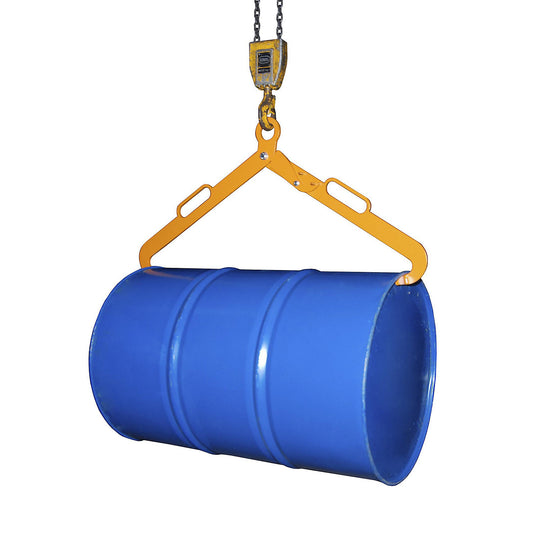 Drum tong, for horizontal, 200 l steel bung drums, orange.