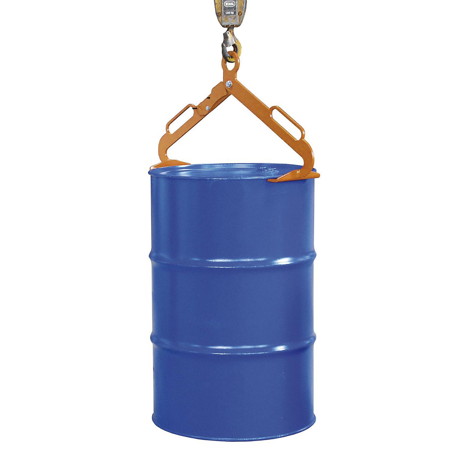 Drum tong, for upright 200 l drums, orange.