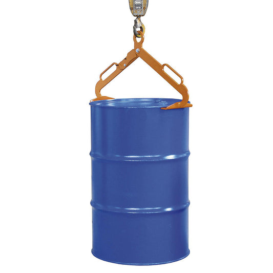 Drum tong, for upright 200 l drums, orange.