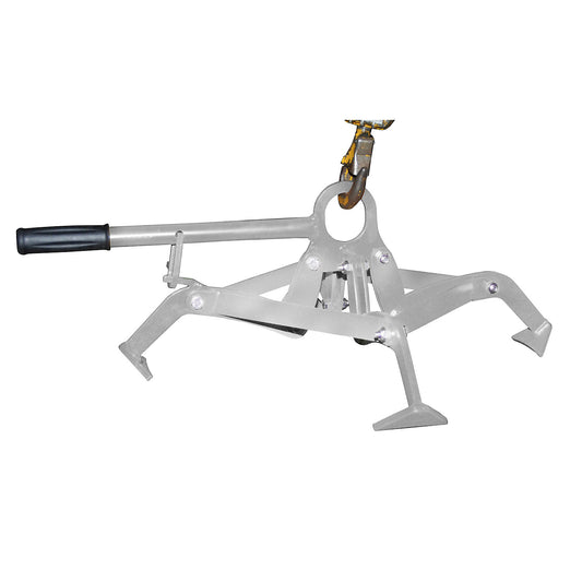 Drum gripper with 4-point clamping system, for 120 l plastic drums with lids, galvanised.