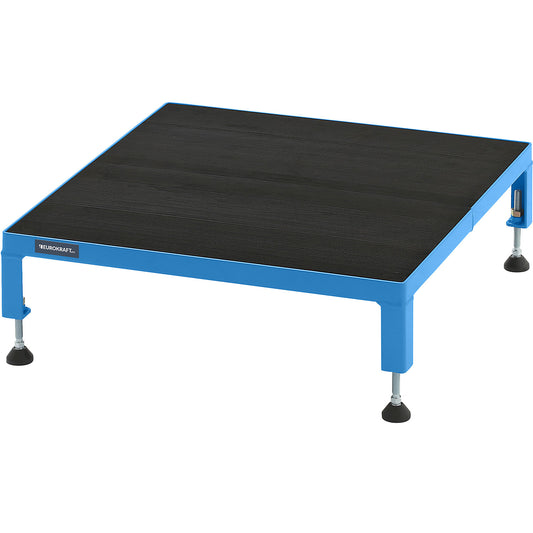 Working platform, height adjustable from 165 - 230 mm, with ribbed rubber plate, platform LxW 610 x 610 mm, light blue.
