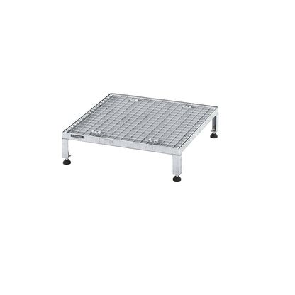 Working platform, height adjustable from 165 - 230 mm, with mesh plate, platform LxW 610 x 610 mm, hot dip galvanised.