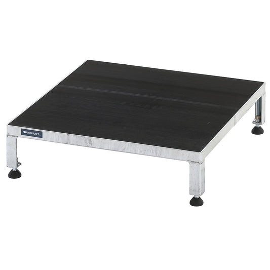 Working platform, height adjustable from 165 - 230 mm, with ribbed rubber plate, platform LxW 610 x 610 mm, hot dip galvanised.