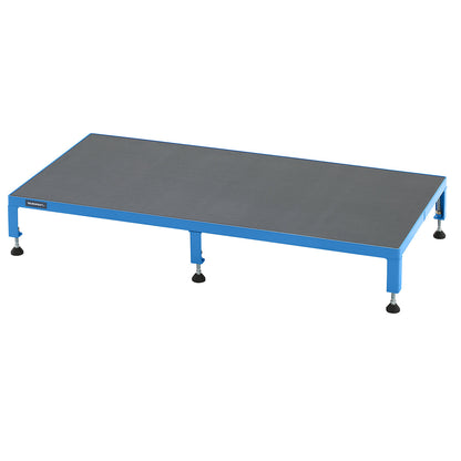 Working platform, height adjustable from 165 - 230 mm, with phenolic plywood panel, platform LxW 1210 x 610 mm, light blue.