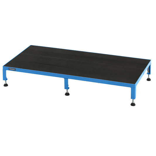 Working platform, height adjustable from 165 - 230 mm, with ribbed rubber plate, platform LxW 1210 x 610 mm, light blue.