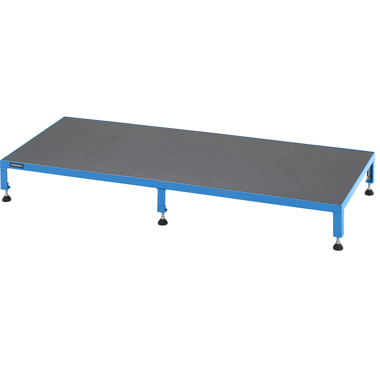 Working platform, height adjustable from 165 - 230 mm, with phenolic plywood panel, platform LxW 1510 x 610 mm, light blue.