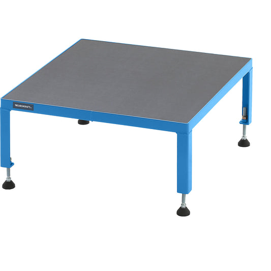 Working platform, height adjustable from 255 - 320 mm, with phenolic plywood panel, platform LxW 610 x 610 mm, light blue.