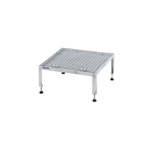 Working platform, height adjustable from 255 - 320 mm, with mesh plate, platform LxW 610 x 610 mm, hot dip galvanised.