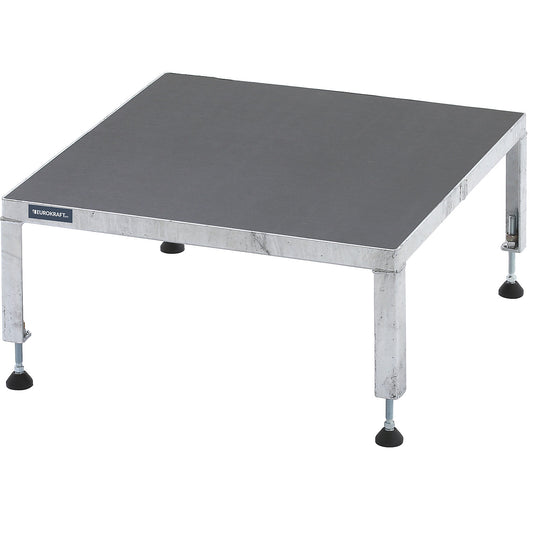Working platform, height adjustable from 255 - 320 mm, with phenolic plywood panel, platform LxW 610 x 610 mm, hot dip galvanised.