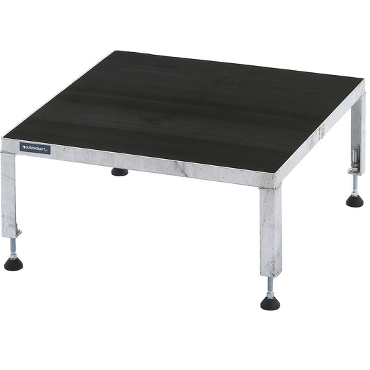 Working platform, height adjustable from 255 - 320 mm, with ribbed rubber plate, platform LxW 610 x 610 mm, hot dip galvanised.