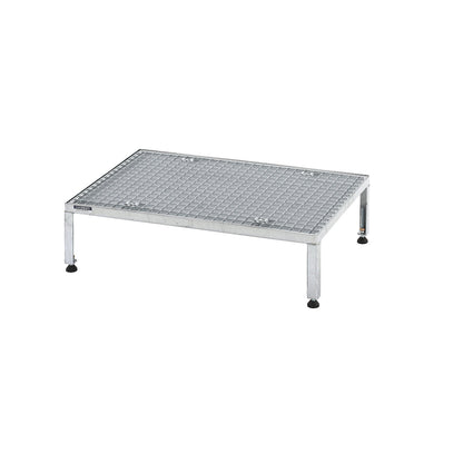 Working platform, height adjustable from 255 - 320 mm, with mesh plate, platform LxW 910 x 610 mm, hot dip galvanised.