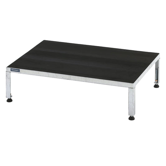 Working platform, height adjustable from 255 - 320 mm, with ribbed rubber plate, platform LxW 910 x 610 mm, hot dip galvanised.
