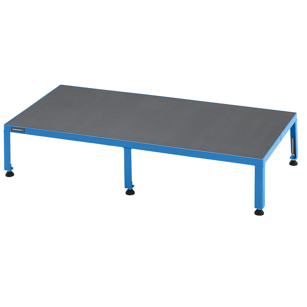 Working platform, height adjustable from 255 - 320 mm, with phenolic plywood panel, platform LxW 1210 x 610 mm, light blue.