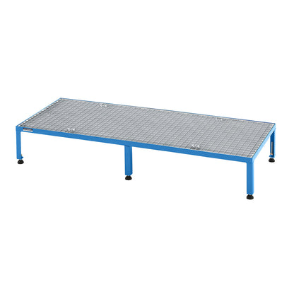 Working platform, height adjustable from 255 - 320 mm, with mesh plate, platform LxW 1510 x 610 mm, light blue.