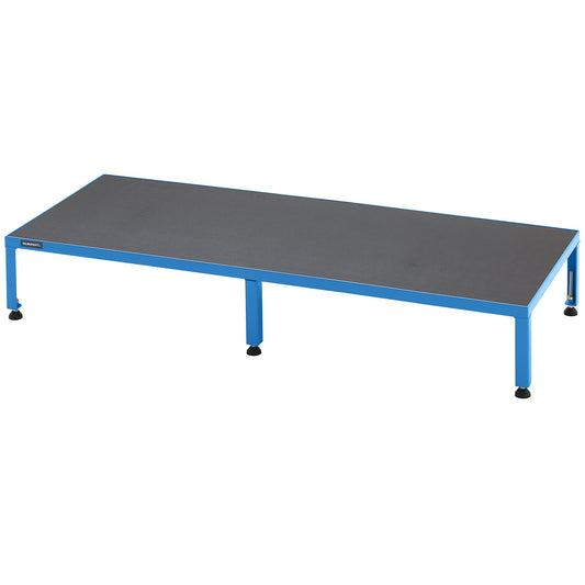 Working platform, height adjustable from 255 - 320 mm, with phenolic plywood panel, platform LxW 1510 x 610 mm, light blue.