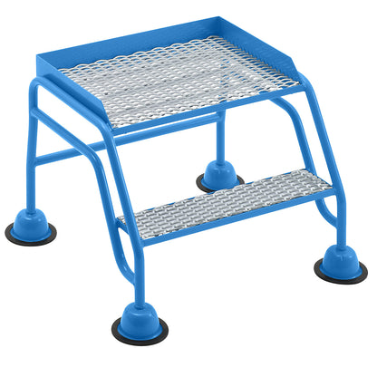 Mobile safety steps, platform and steps with diamond lattice, 2 steps, without hand rails.