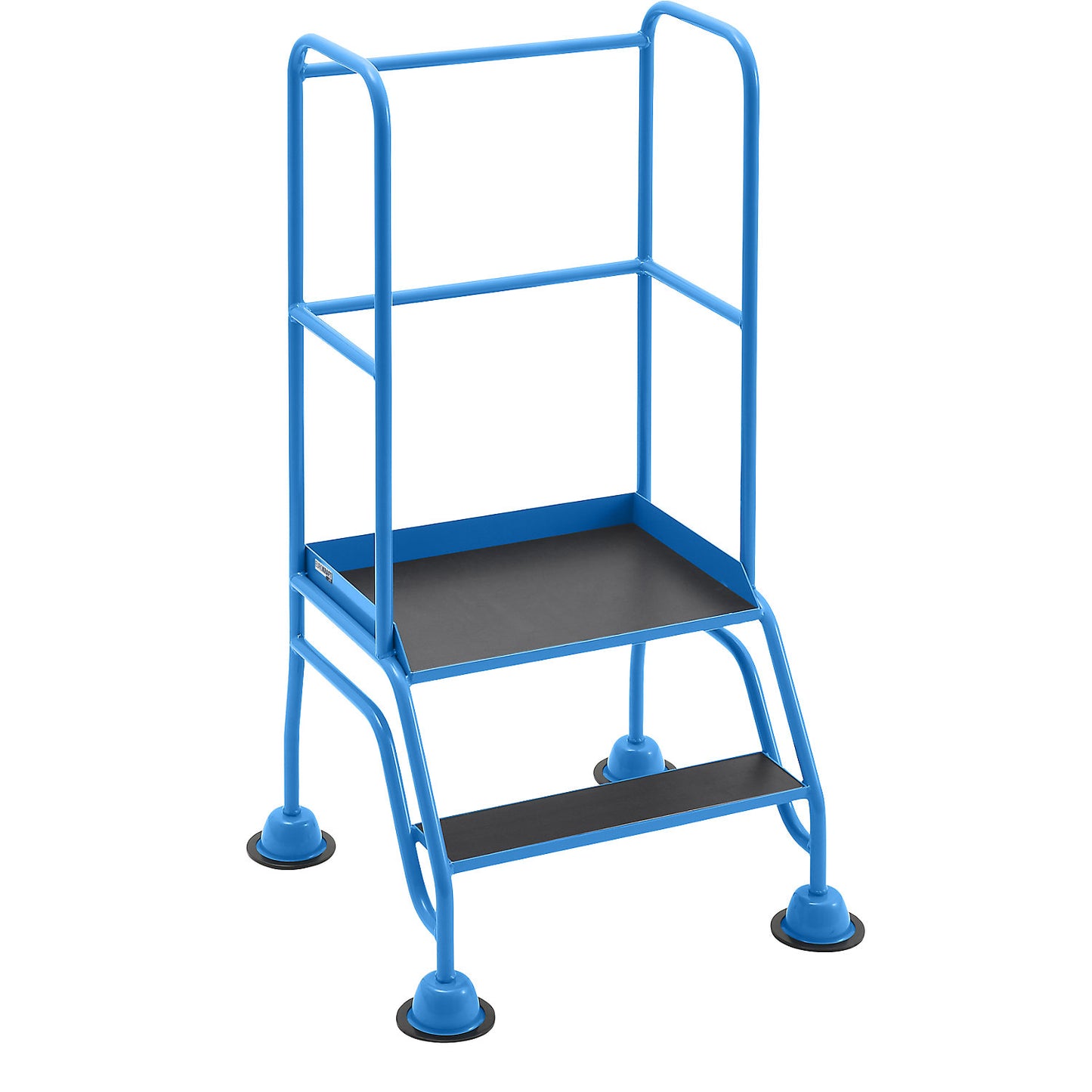 Mobile safety steps, platform and steps with phenolic plywood panels, 2 steps, with hand rails.