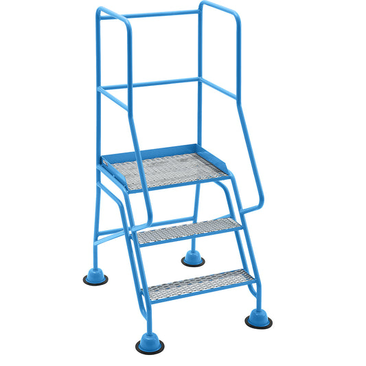 Mobile safety steps, platform and steps with diamond lattice, 3 steps, with hand rails.
