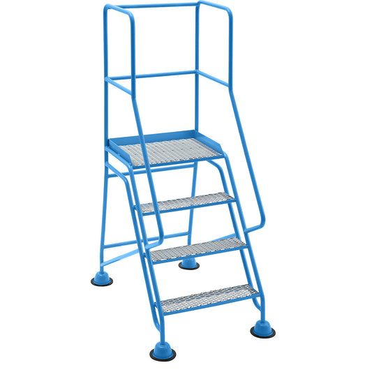 Mobile safety steps, platform and steps with diamond lattice, 4 steps, with hand rails.