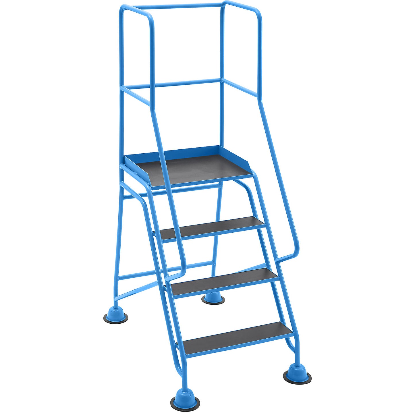 Mobile safety steps, platform and steps with phenolic plywood panels, 4 steps, with hand rails.