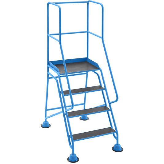 Mobile safety steps, platform and steps with phenolic plywood panels, 4 steps, with hand rails.