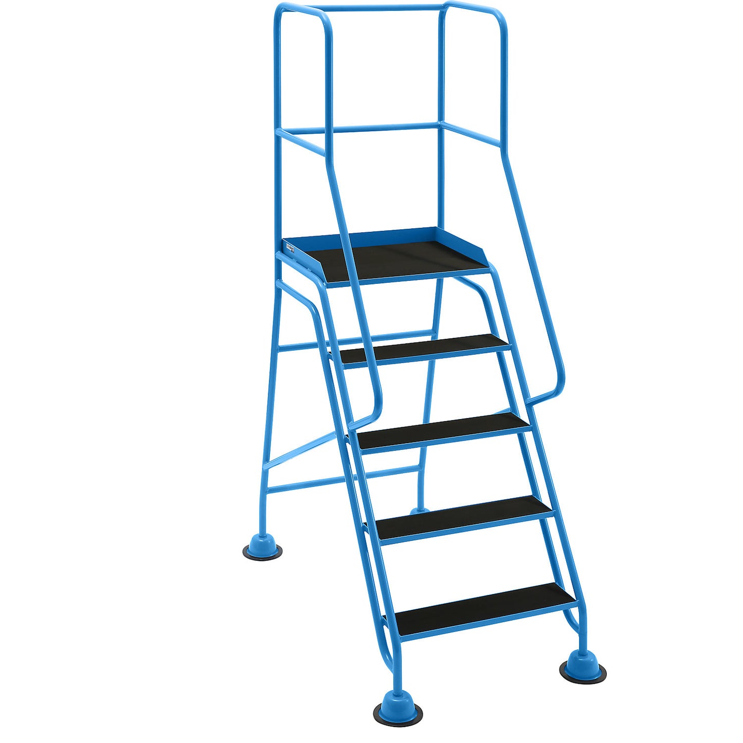 Mobile safety steps, platform and steps with ribbed rubber, 5 steps, with hand rails.