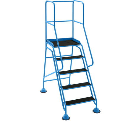 Mobile safety steps, platform and steps with ribbed rubber, 5 steps, with hand rails.