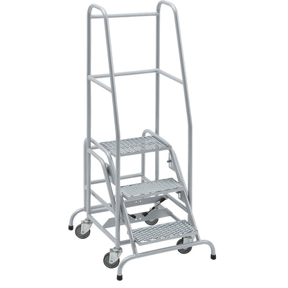 Mobile safety steps, diamond lattice step inserts, with 3 steps.