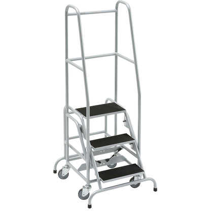 Mobile safety steps, ribbed rubber step inserts, with 3 steps.