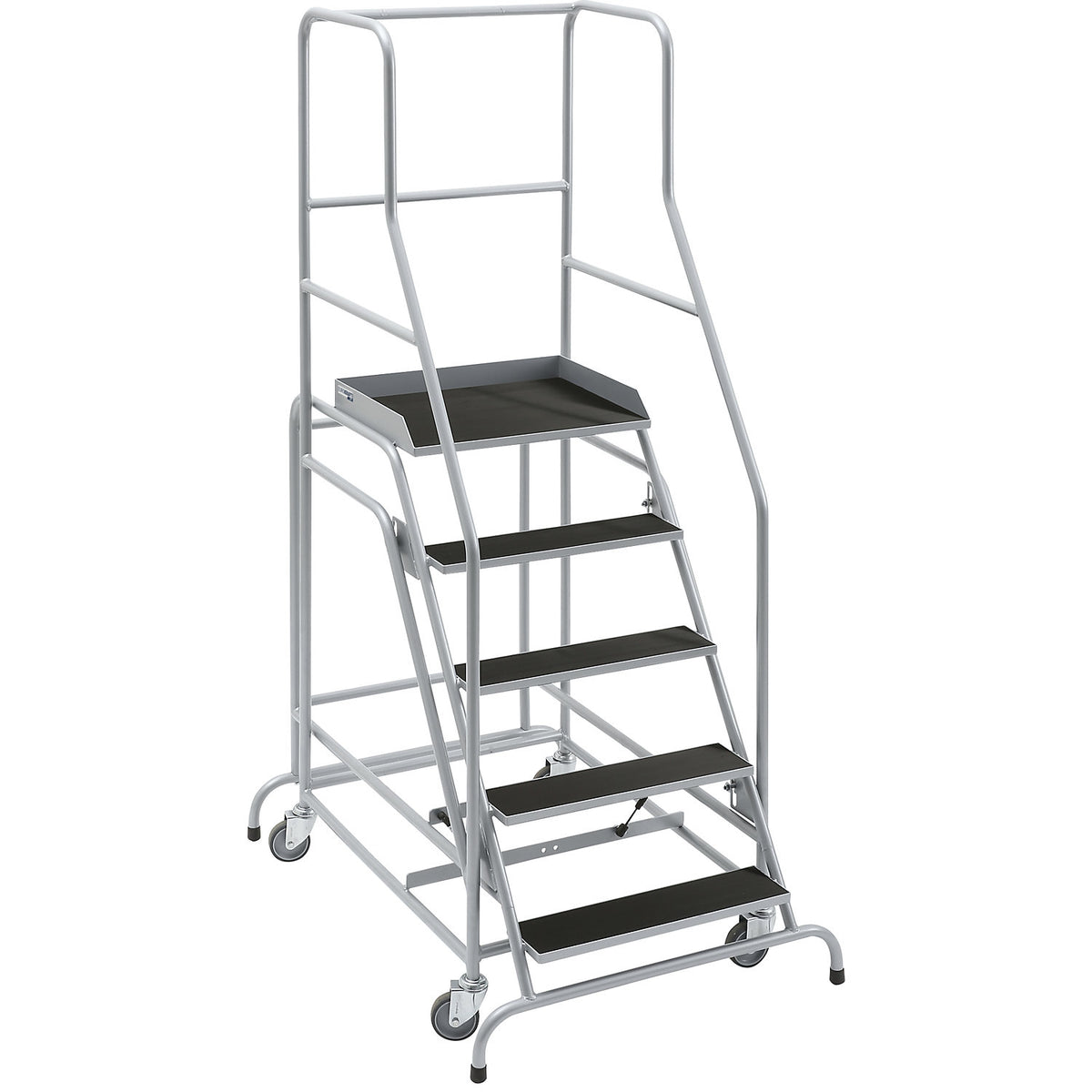 Mobile safety steps, ribbed rubber step inserts, with 5 steps.
