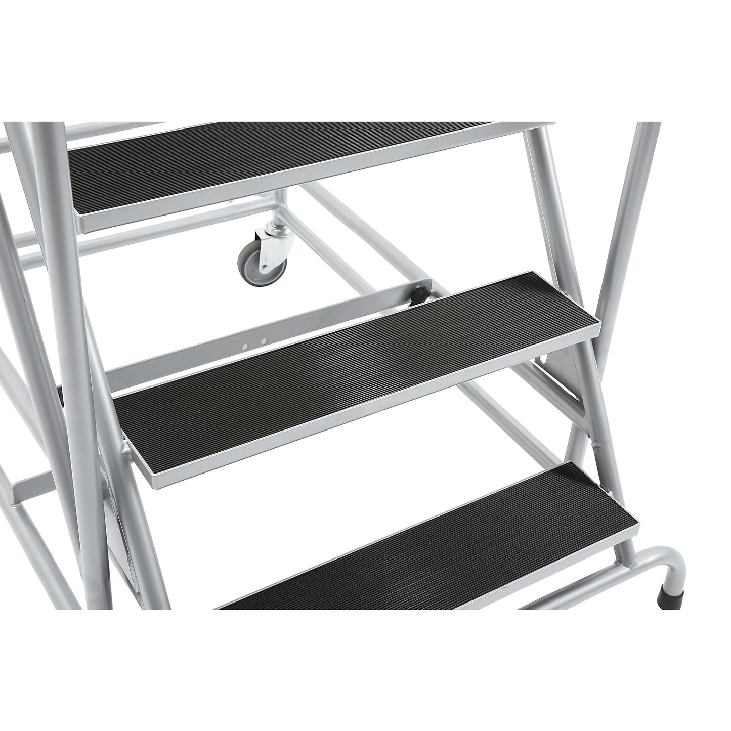 Mobile safety steps, ribbed rubber step inserts, with 3 steps.