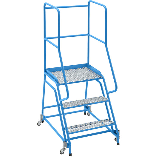 Mobile safety steps, platform and steps with diamond lattice, with 3 steps.