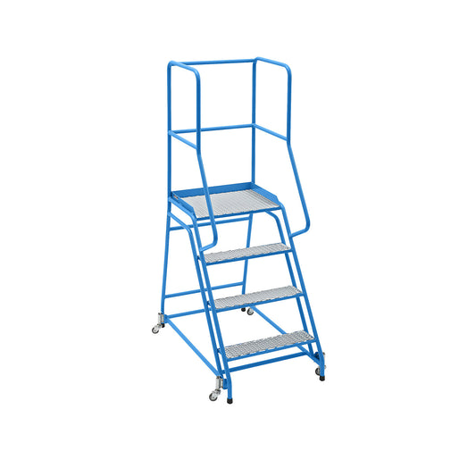 Mobile safety steps, platform and steps with diamond lattice, with 4 steps.