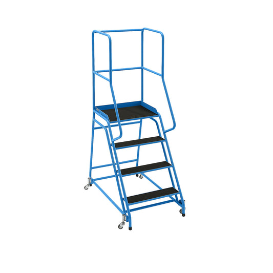 Mobile safety steps, platform and steps with ribbed rubber, with 4 steps.