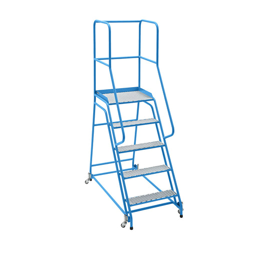 Mobile safety steps, platform and steps with diamond lattice, with 5 steps.