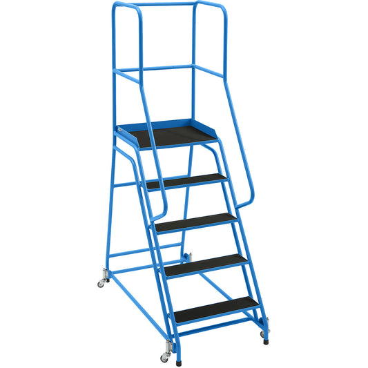 Mobile safety steps, platform and steps with ribbed rubber, with 5 steps.