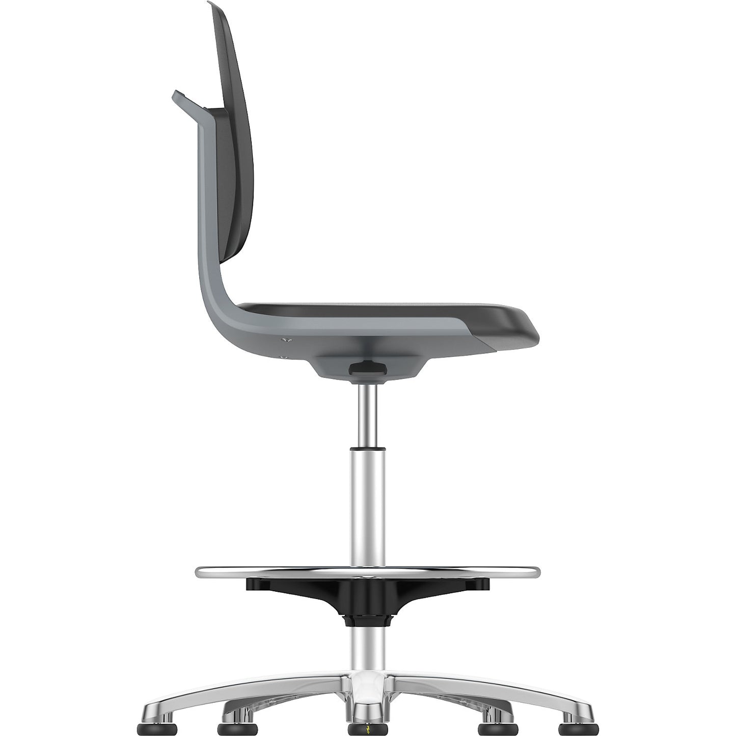 LABSIT industrial swivel chair, with floor glides and foot ring, vinyl upholstered seat, orange.