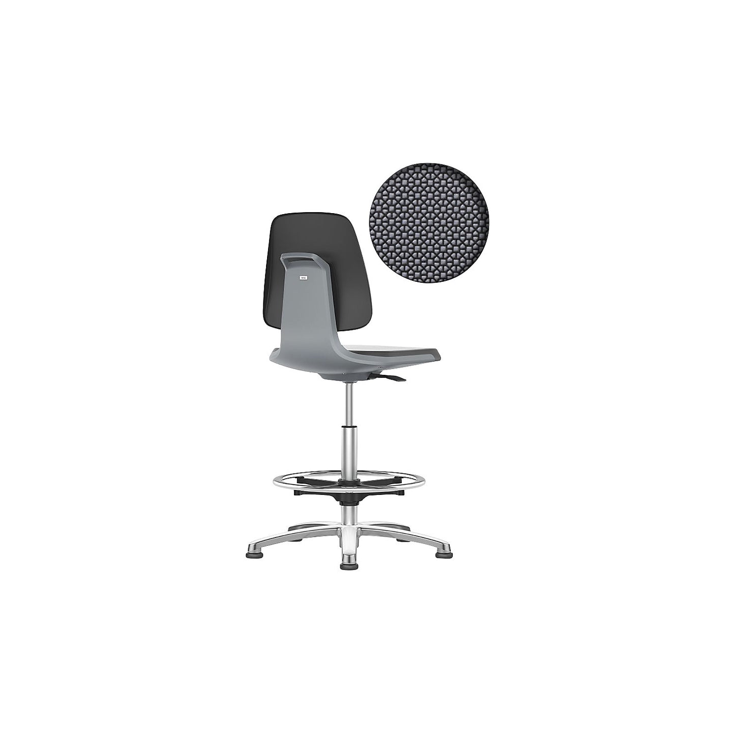 LABSIT industrial swivel chair, with floor glides and foot ring, Supertec seat, charcoal.